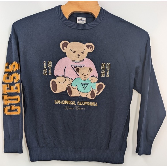 Guess Originals Bear Knit Sweater Women's size XL Embroidered Special Edition - Picture 2 of 10